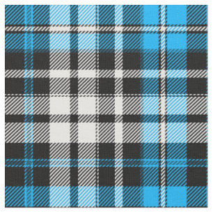 Blue Black White Plaid Tartan Pattern Design  Fabric