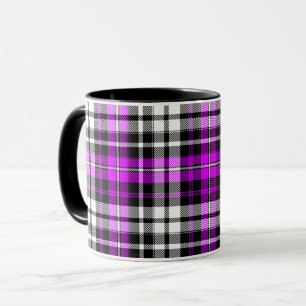 Blue Black White Plaid Tartan Pattern Design  Mug