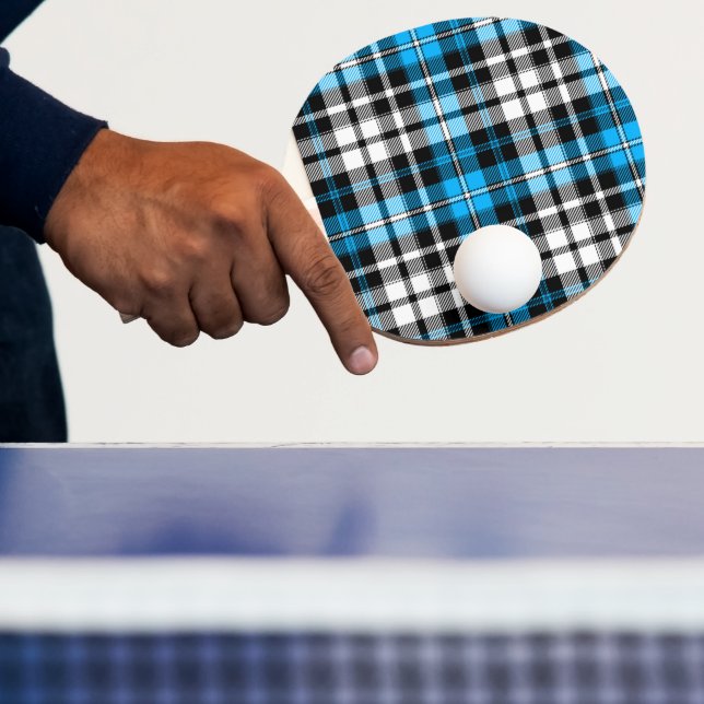 Blue Black White Plaid Tartan Pattern Design  Ping Pong Paddle (Insitu)