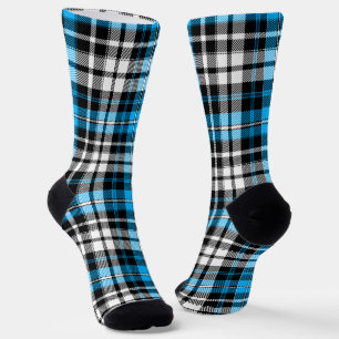Blue Black White Plaid Tartan Pattern Design Socks