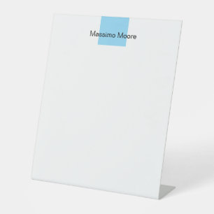 Blue Black White Plain Elegant Own Name Pedestal Sign