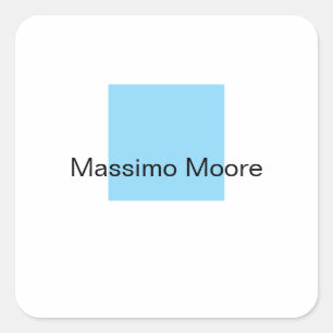 Blue Black White Plain Elegant Own Name Square Sticker