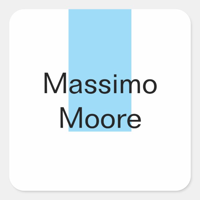 Blue Black White Plain Elegant Own Name Square Sticker (Front)