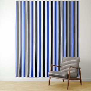 Blue Black White Stripes Pattern Design Tapestry