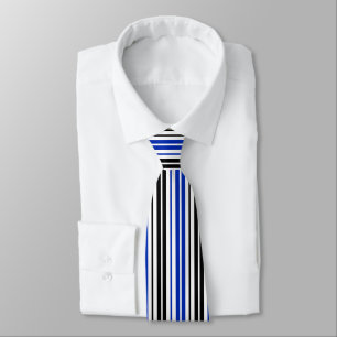 Blue Black White Stripes Pattern Design  Tie