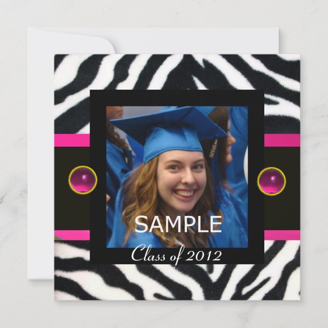 BLUE BLACK WHITE ZEBRA FUR Monogram Photo Template (Front)