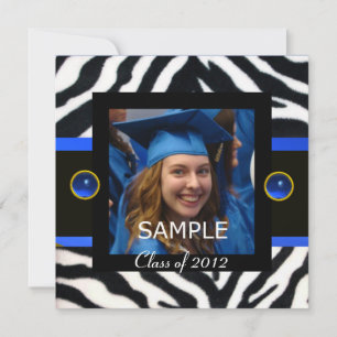 BLUE BLACK WHITE ZEBRA FUR Monogram Photo Template