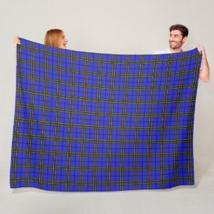 Blue Black Yellow Tartan Fleece Blanket