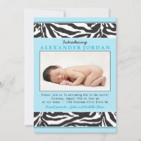 Blue Black Zebra Print Photo Sip N See Baby Shower