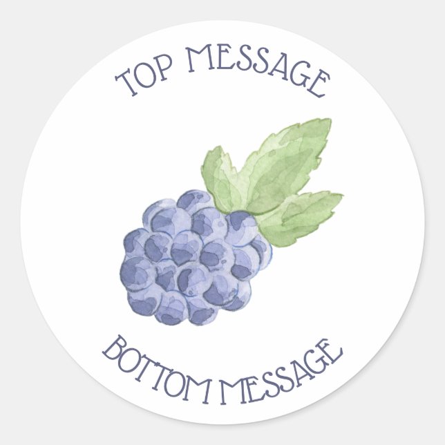 Blue blackberry fruit classic round sticker (Front)