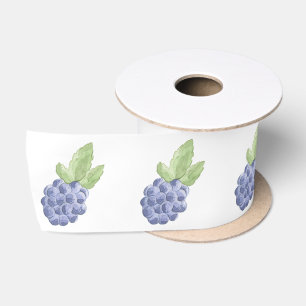 Blue blackberry fruit satin ribbon