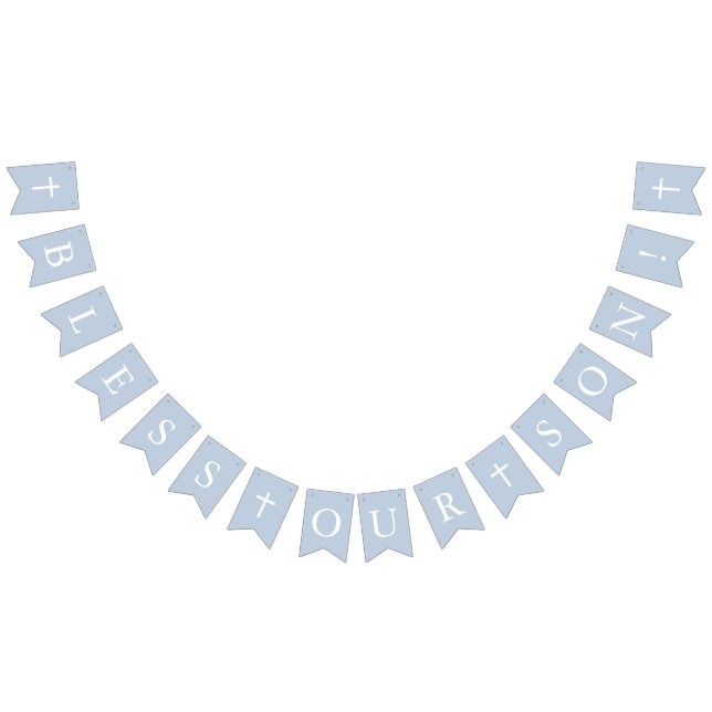 Blue Bless Our Son Banner Baptism Bunting Flags (All)