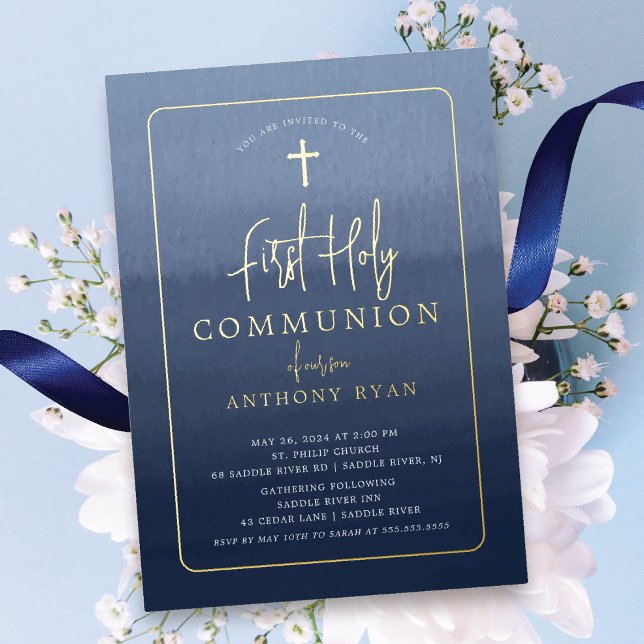 Blue Blessings First Communion Invitation (Creator Uploaded)