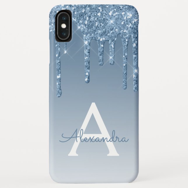 Blue Bling | Luxury Sparkle Glitter Monogram Case-Mate iPhone Case (Back)