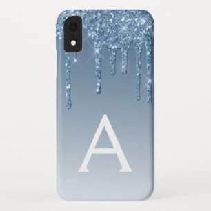 Blue Bling   Luxury Sparkle Glitter Monogram iPhone XR Case