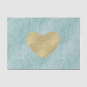 Blue Bliss Gold Heart Tissue Paper