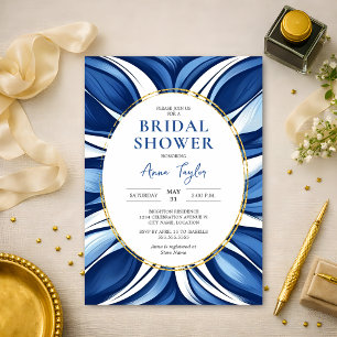 Blue Bliss Organic Floral Bridal Shower Invitation