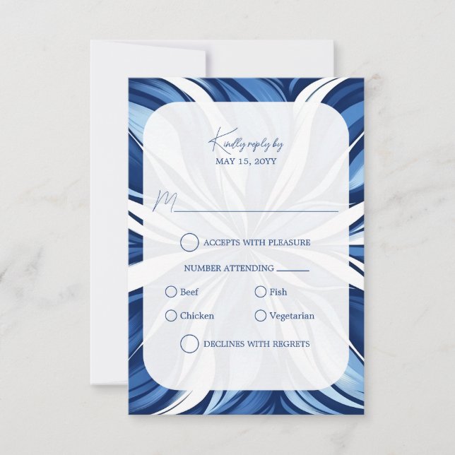 Blue Bliss Organic Floral RSVP (Front)