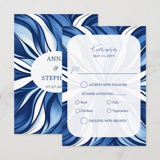 Blue Bliss Organic Floral RSVP Card (Front/Back)