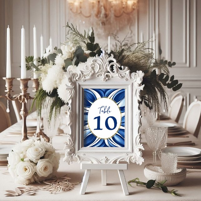 Blue Bliss Organic Floral Table Number (Blue bliss organic floral table number card.)
