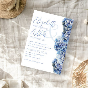 Blue Bliss Wedding Full Names of Couple Invitation