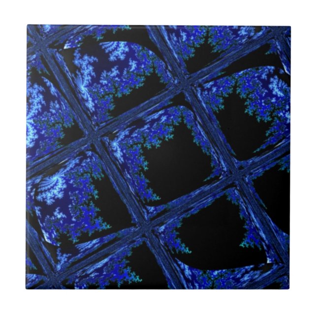 Blue Block Design Ceramic Tile (Front)