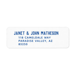 Blue Block Letter Easy To Read Return Address Label