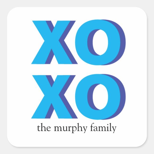 Blue Block Lettering XOXO Stickers (Front)