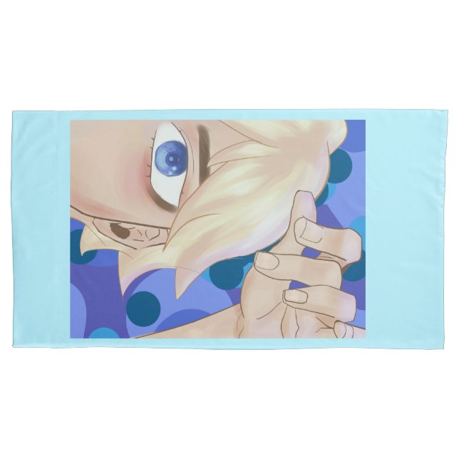 Blue blonde hair boy semi realism artstyle pillowcase (Front)