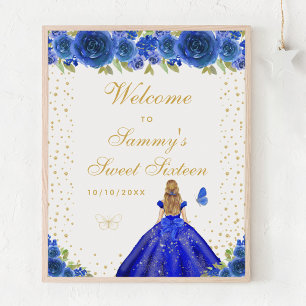 Blue Blonde Hair Girl Sweet Sixteen Welcome Poster