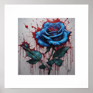 Blue Blood Moon-Rose Poster
