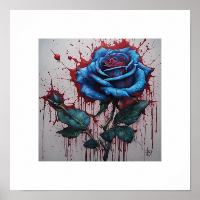 Blue Blood Moon-Rose Poster (Front)