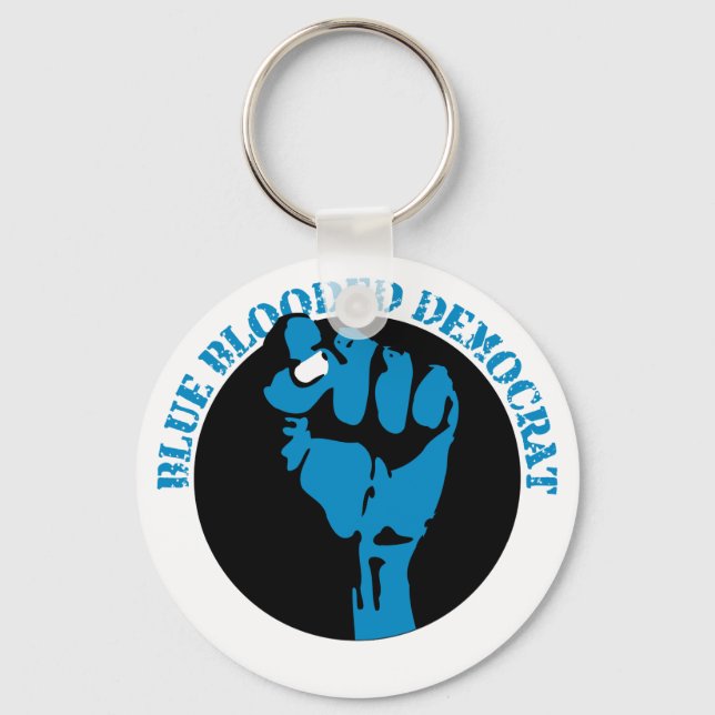 blue blooded democrat fist key ring (Front)