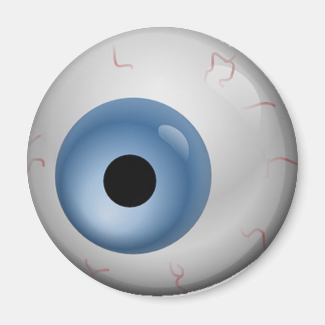 Blue Bloodshot Zombie Eyeball Halloween Magnet (Front)