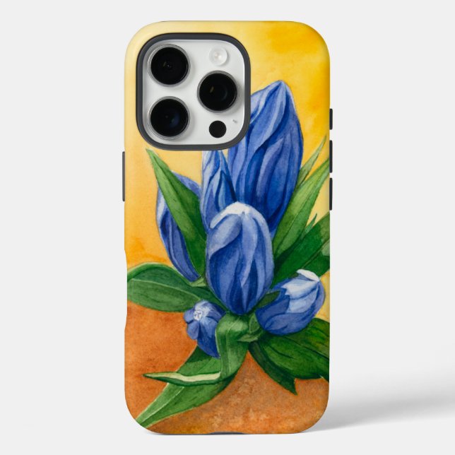 Blue Bloom iPhone 16 Pro Case – Botanical Art (Back)