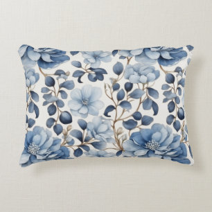 Blue Bloom Reverie – Floral Duvet Cove Decorative Cushion