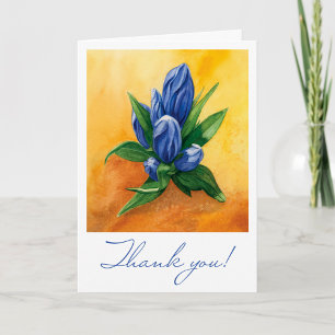 Blue Bloom Watercolor Art– Folded Thank You Card