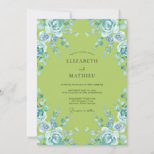 Blue Bloom Wedding Invitation