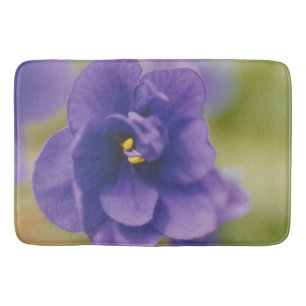 Blue Blooming Flower of Violet Saintpaulia Zoomed Bath Mat