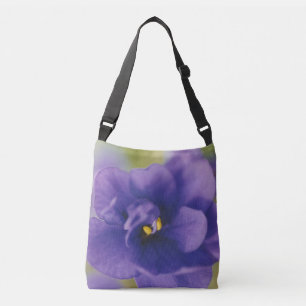 Blue Blooming Flower of Violet Saintpaulia Zoomed Crossbody Bag