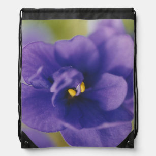 Blue Blooming Flower of Violet Saintpaulia Zoomed Drawstring Bag