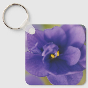 Blue Blooming Flower of Violet Saintpaulia Zoomed Key Ring
