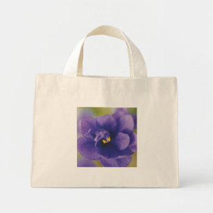 Blue Blooming Flower of Violet Saintpaulia Zoomed Mini Tote Bag