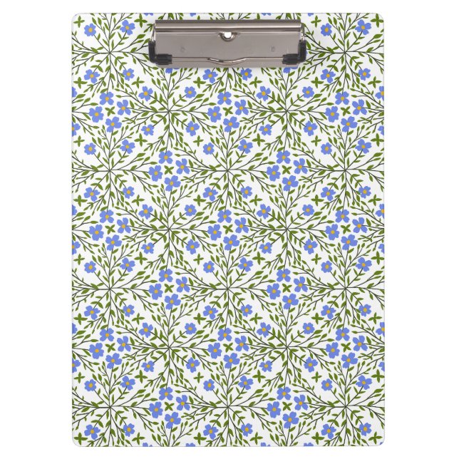 Blue Blooms Ditsy Floral Pattern Clipboard (Front)