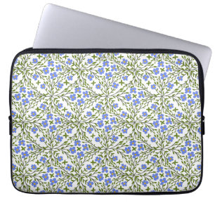 Blue Blooms Ditsy Floral Pattern Laptop Sleeve