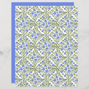 Blue Blooms Ditsy Floral Pattern Paper Sheet