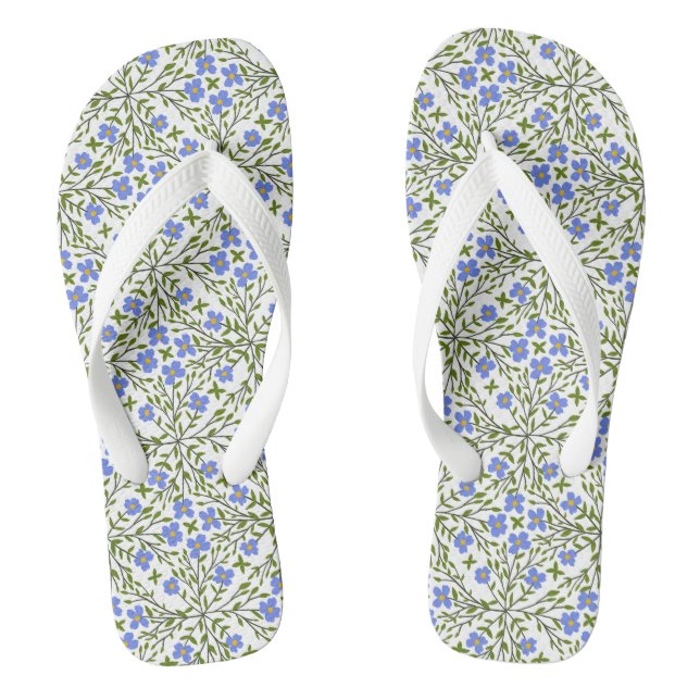 Blue Blooms Ditsy Floral Thongs (Footbed)