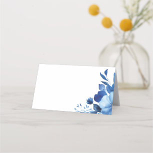 Blue Blooms Watercolor BAT MITZVAH CUSTOM Place Card