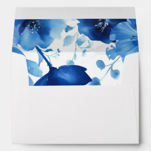 Blue Blooms Watercolor Bridal Shower CUSTOM Envelope