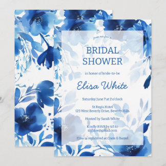 Blue Blooms Watercolor Bridal Shower CUSTOM Invitation
